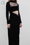 Un morceau velvet lace stitching waist details dress um231ls07 black PUM35